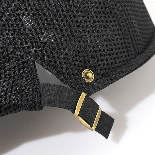 Xinveen Men's Mesh Cap Breathable Summer Newsboy Hat Adjustable Beret Ivy Cap Irish Cabbie Driving Hunting Hats Black