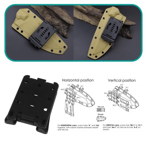 ECSiNG 2PCS Camping Belt Clip with Screws Multifunctional Waist Clip Sheath Scabbard Clamp Accessory Hook Belt for Camping Hiking 7.68x5.65x1.6cm