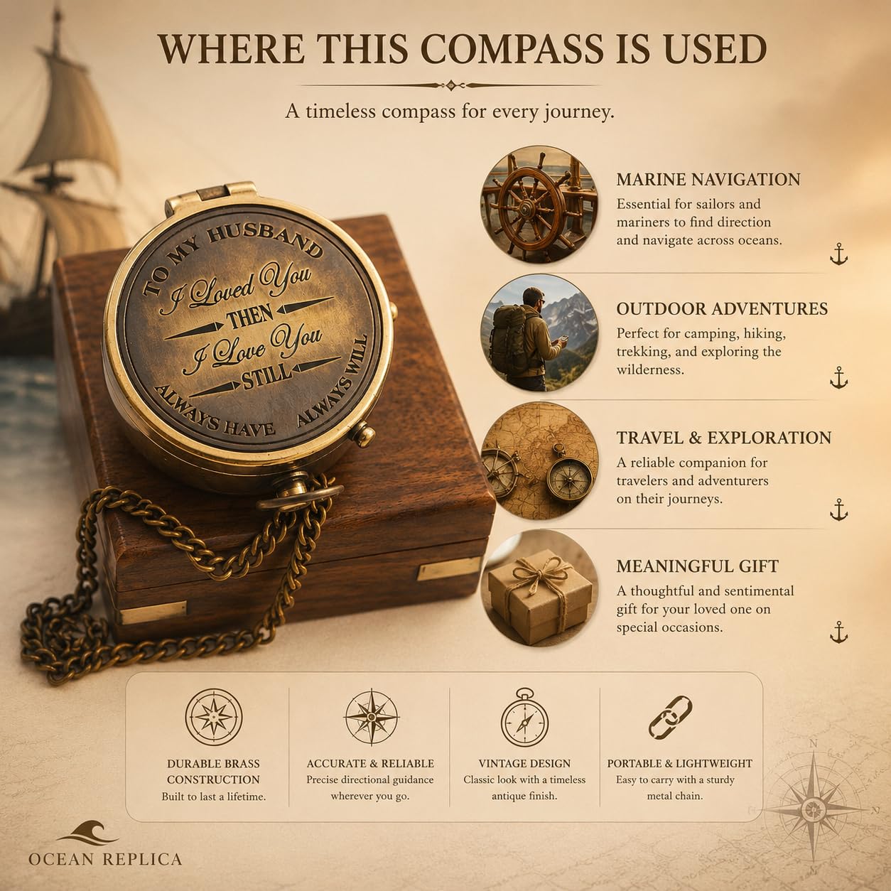 to My Husband I Loved You, Camping Compass Engraved with Gift Compass - Always Have Always Will.