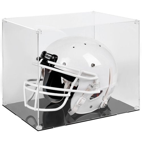 OSMANET Football Helmet Display Case to Proudly Display your Team – Crystal Acrylic Dust and UV Protection Helmet Case with Black Base, Self-Assembly Clear Display Box for Football