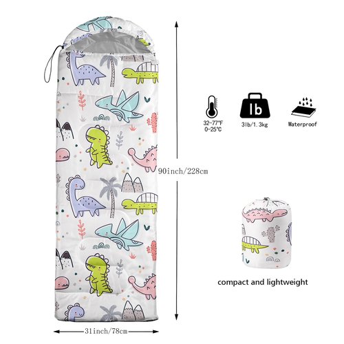 BailiPromise Cute Cartoon Dog Printed Camping Sleeping Bags,Lightweight,Hiking,Waterproof, Backpacking and Outdoors Sleeping Bags,3 Season Warm & Cool Weather,Camping Gear Equipment 31x90inch