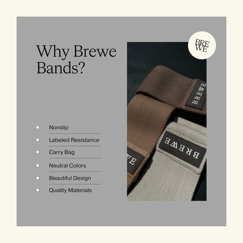 BREWE Resistance Bands Set for Women & Men, 3 Pack, Neutrals, Anti-Slip Fabric Bands for Booty, Legs & Thighs
