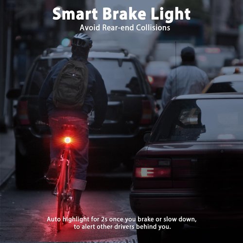 WSDCAM Remote Bike Tail Light with Alarm, Smart Bike Brake Light, Auto ON/Off, Long Battery Life Rechargeable Bike Back Light, 110dB Loud Antitheft Alarm, Waterproof Rear Bike Light Bicycle Tail Light