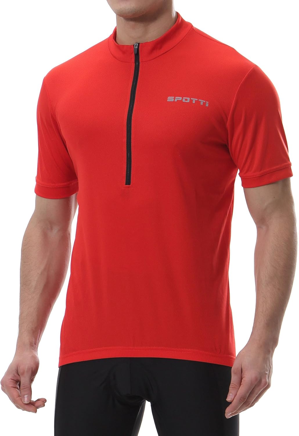 Spotti Men's Cycling Bike Jersey Short Sleeve with 3 Rear Pockets- Moisture Wicking, Breathable, Quick Dry Biking Shirt