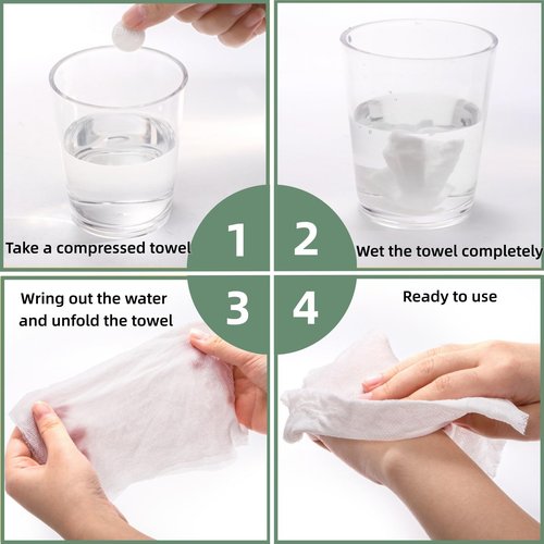 Covzoe 200 Pieces Compressed Towels, Disposable Expandable Mini Face Towel Tablets, Bulk Portable Coin Tissue Toilet Paper for Travel, Hotel, Camping, Beauty Salon, Facial Care, Home Hand Wipes