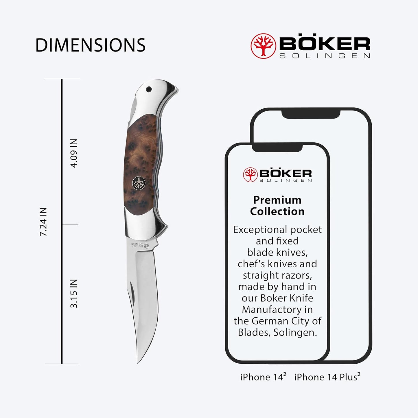 Boker 112002TH Thuya Lock Blade Hunter Pocket Knife with 3-3/8 In. Straight Edge Blade
