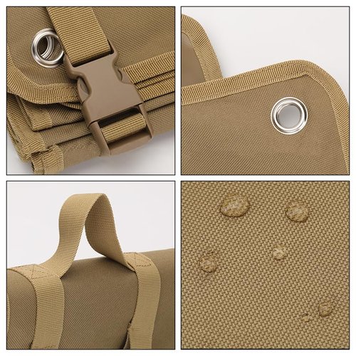 Outdoor Camping Tactical Training Shooting Mat Anti Slip Pad, Waterproof and Moisture-Proof Folding Mat Picnic Blanket Portable with Carry Strap (Khaki)