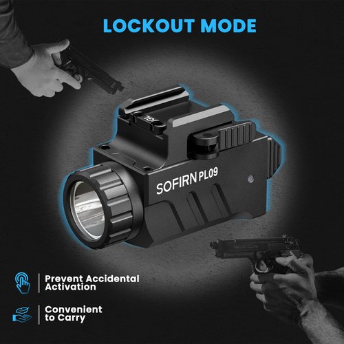 sofirn Pistol Light, 1600 Lumens USB C Rechargeable Compact Weaponlight with Strobe Function, High Performance Bright Tactical Flashlight for Handguns with Slidable Rail