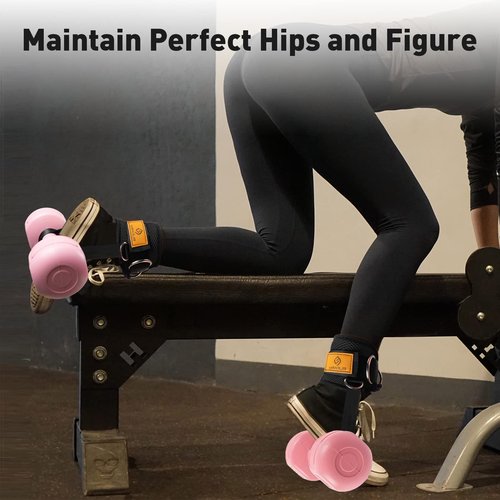 ELEAMY Ankle Straps for Dumbbells and Cable Machines, Dumbbell Foot Attachment, Tibialis Trainer, Leg Extensions for Women and Men (Black 2PC)