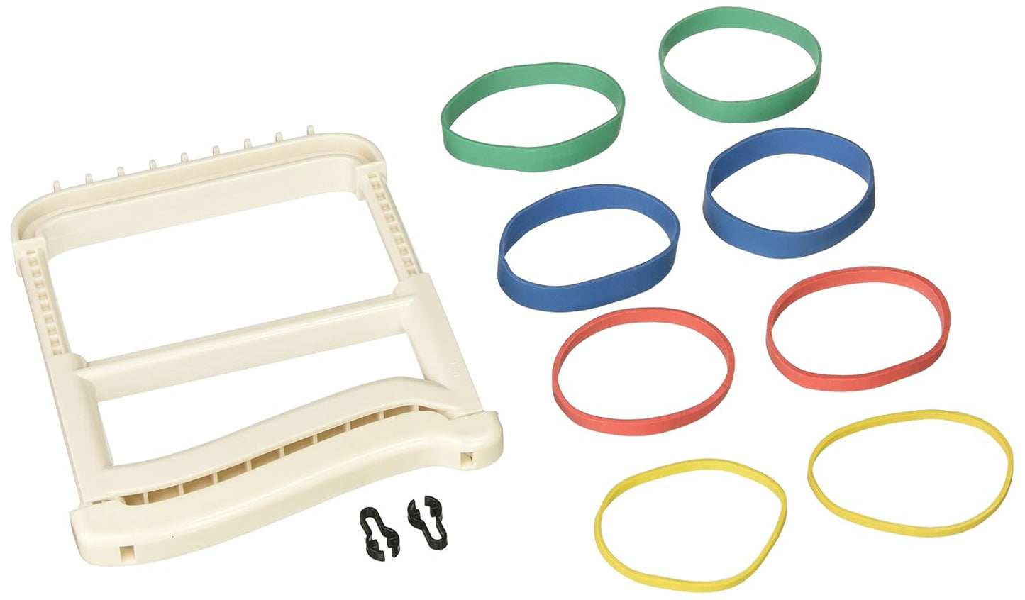 Rolyan Basic Ergonomic Hand Exerciser, Strengthening Device for Fingers, Hands, and Thumbs, Comes with 4 Pairs of Graded Rubber Bands with Progressive Difficulty, White