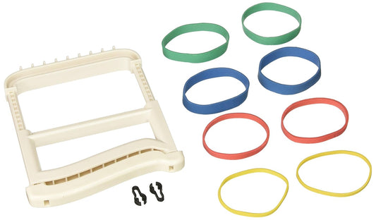 Rolyan Basic Ergonomic Hand Exerciser, Strengthening Device for Fingers, Hands, and Thumbs, Comes with 4 Pairs of Graded Rubber Bands with Progressive Difficulty, White