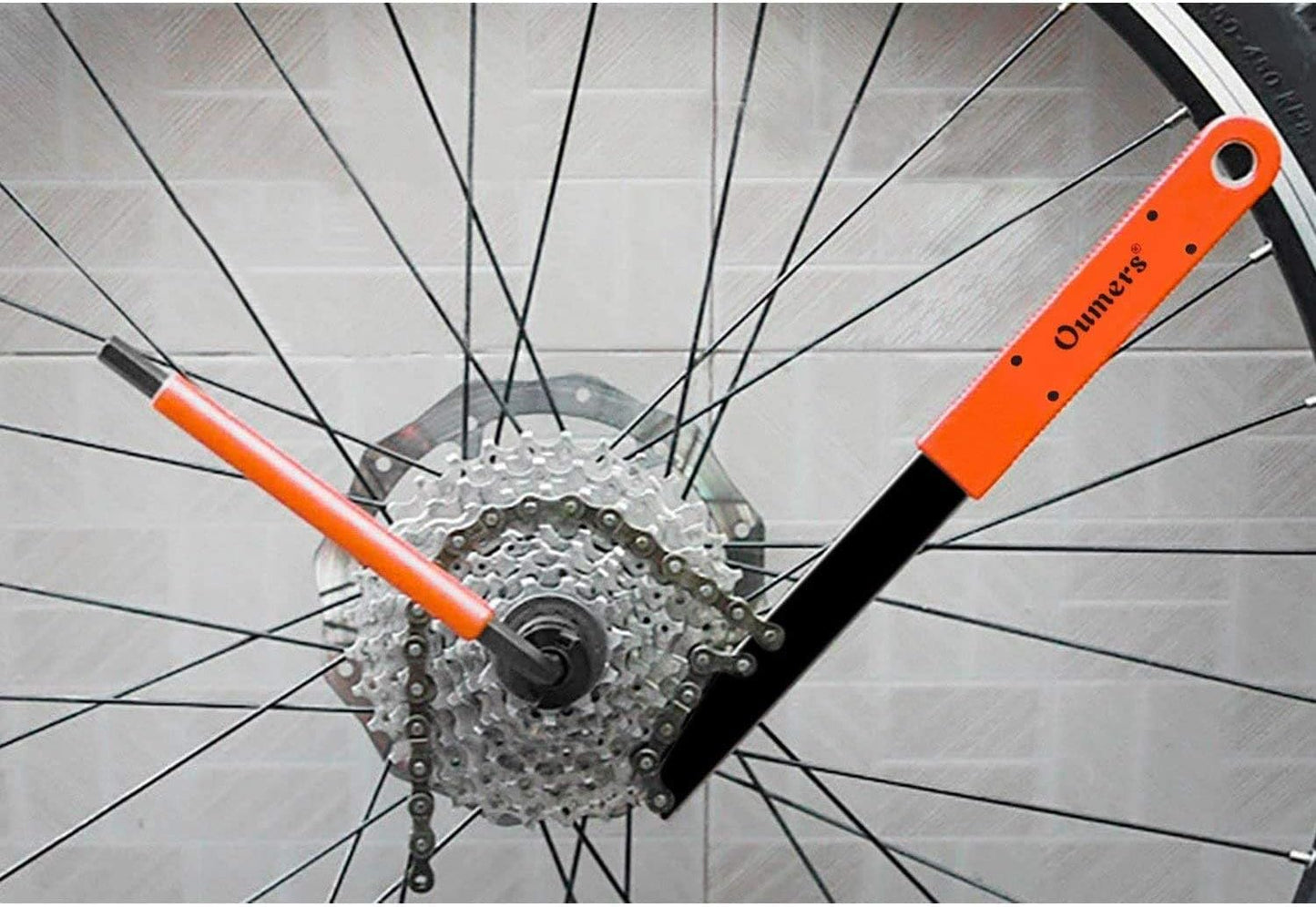 Oumers Bike Cassette Removal Tool, Cassette Freewheel Removal Tool with Chain Whip and Auxiliary Wrench Bicycle Cassette Lock Ring Extractor, Freewheel Remover Wrench Sprocket Remover
