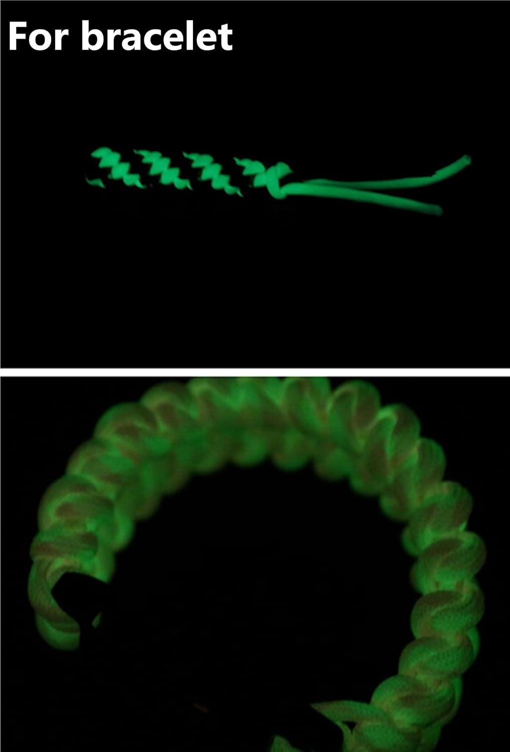 550 Paracord Survival Rope - Luminous 9 Strand Parachute Cord, 25ft, 50ft, 100ft (Green)