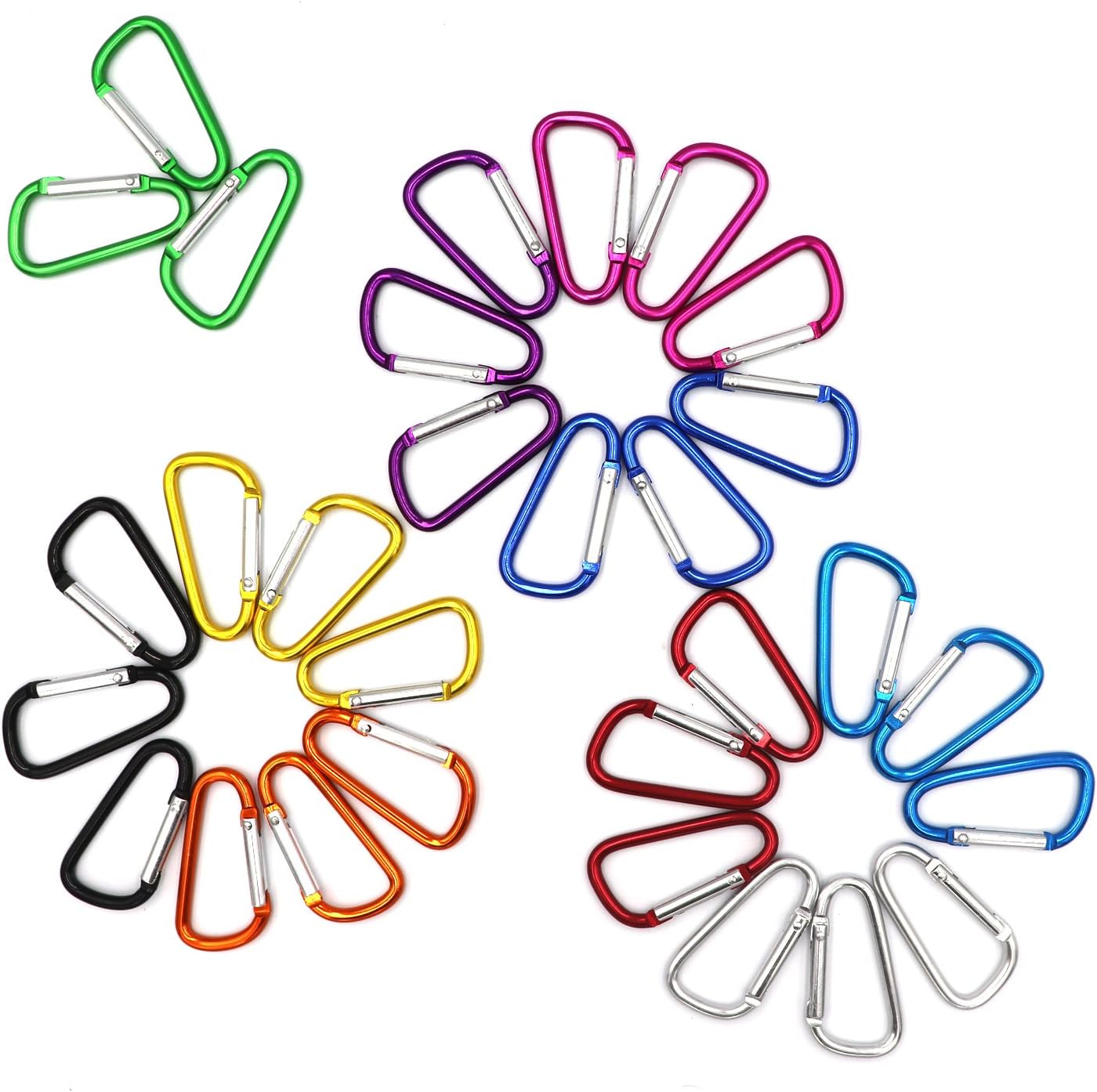 FGen 30pc D-Shaped Aluminum Alloy Clasp, Suitable for Family, RV, Camping, Fishing, Hiking and Key Clasp