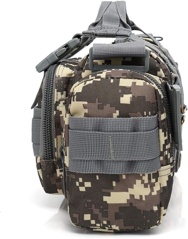 3P Military Duffel Waist Bag, Molle Bicycle/Motorcycle Waterproof Fanny Packs Camera Bag Camo EDC Utility Pouch Crossbody with Shoulder Strap Hand Carry