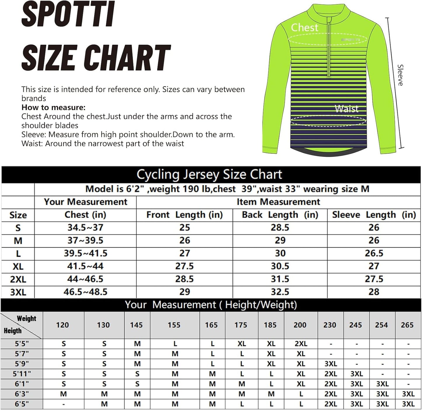 Spotti Men's Cycling Bike Jersey Long Sleeve with 3 Rear Pockets - Moisture Wicking, Breathable, Quick Dry Biking Shirt