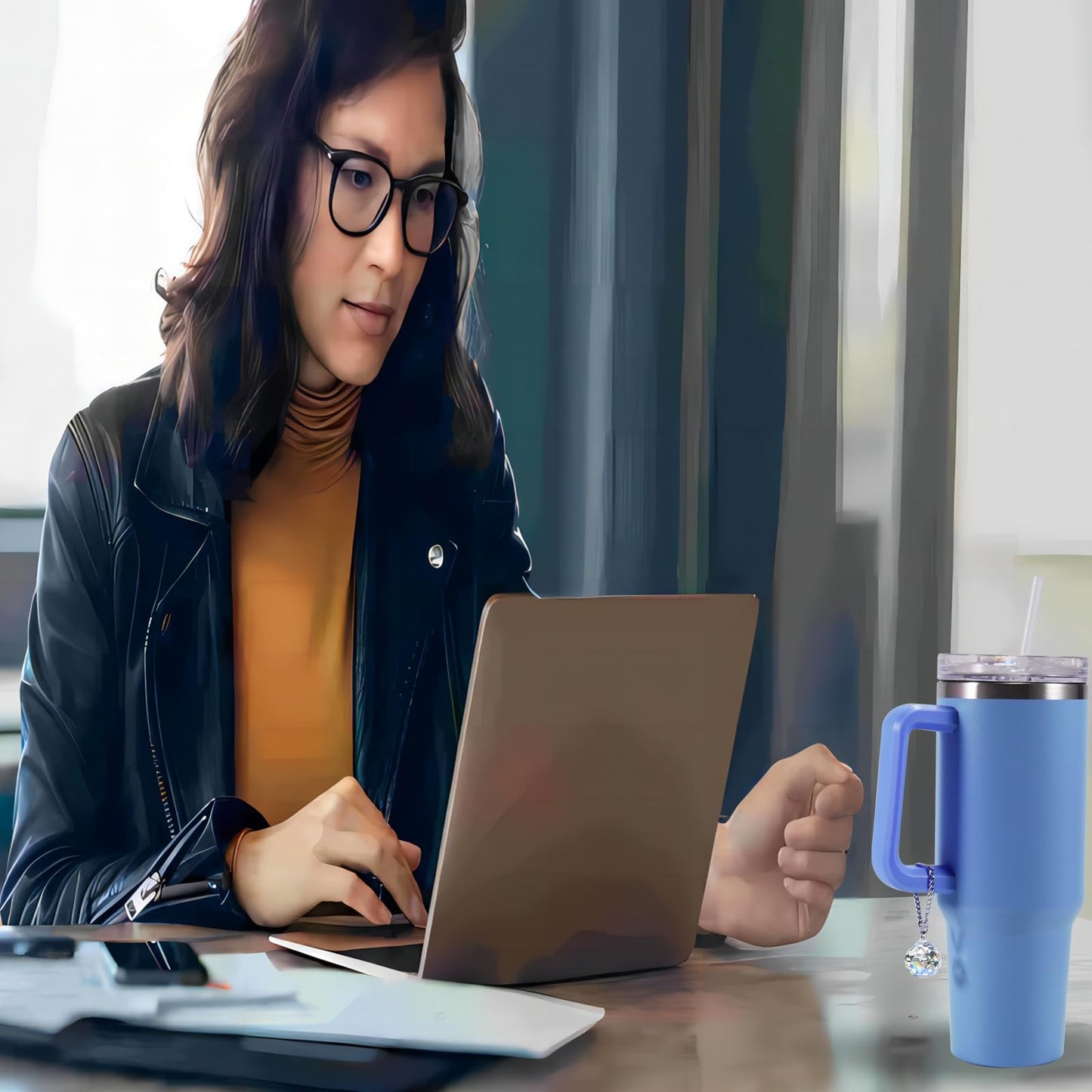 AMZXHCQ Stanley Cup Charms, Cup Pendant Decoration, for Personalized Stanley Cup Handle Charm, Crystal Ball Shape 2PCS.