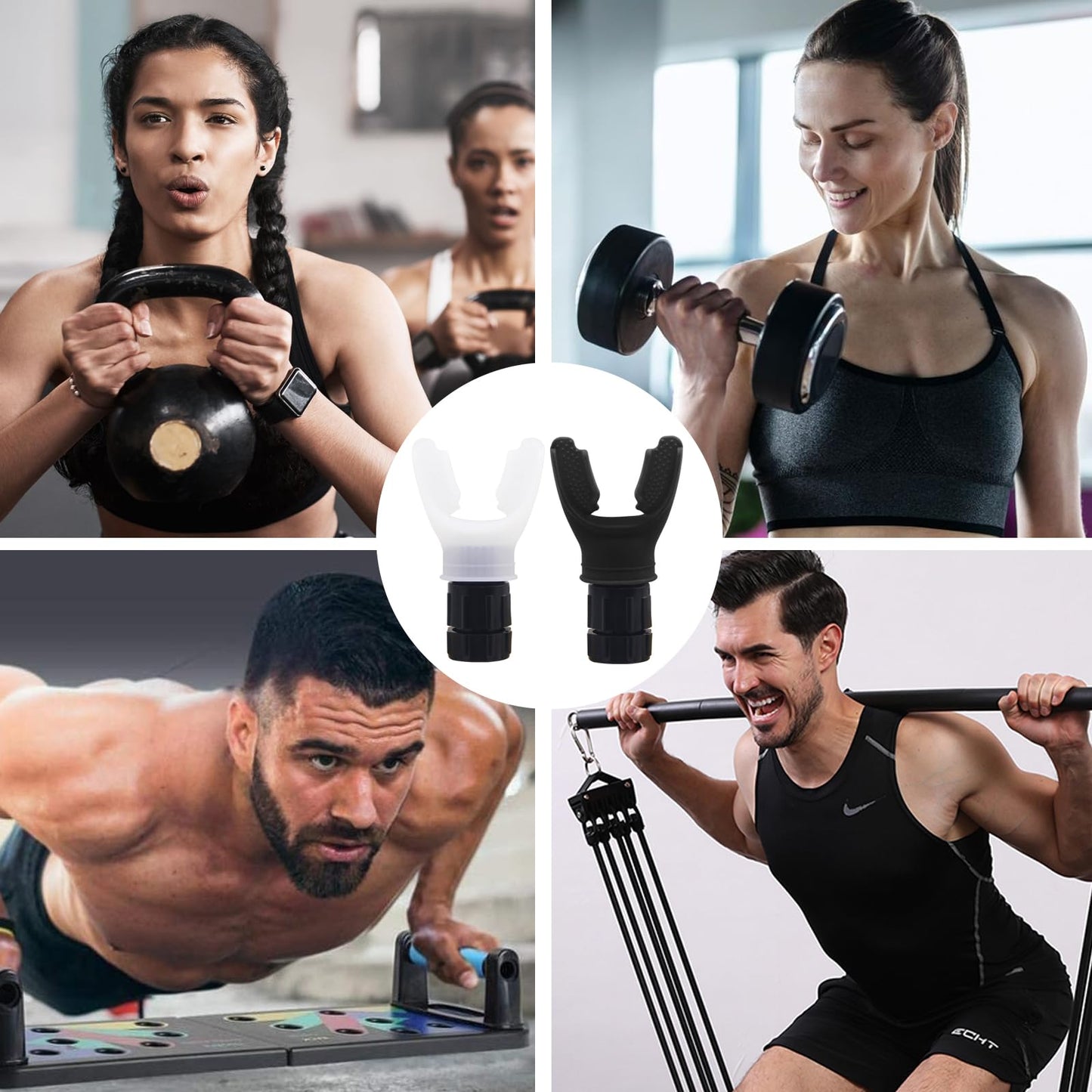 2PCS Exercise Device - Adjustable Resistance for Trainer, Exerciser Trainer for Improve Fitness & Strength, Portable & Easy to Clean (Black and White)