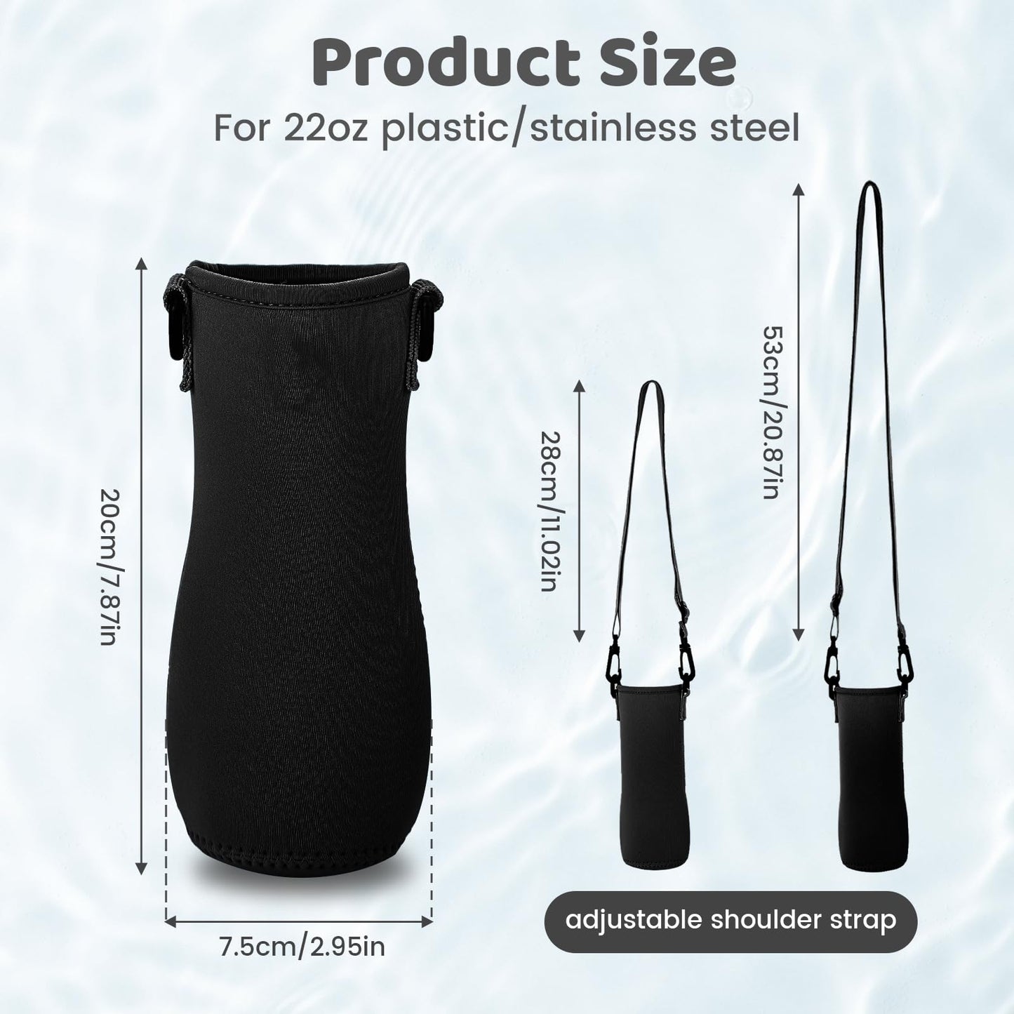 2Pcs Sleeve for 22oz Cirkul Water Bottle,Neoprene Water Bottle Sleeve for 22oz Cirkul Tumbler with Shoulder Strap,Water Bottle Cover Compatible with 22oz Cirkul Stainless Steel&Plastic Water Bottle