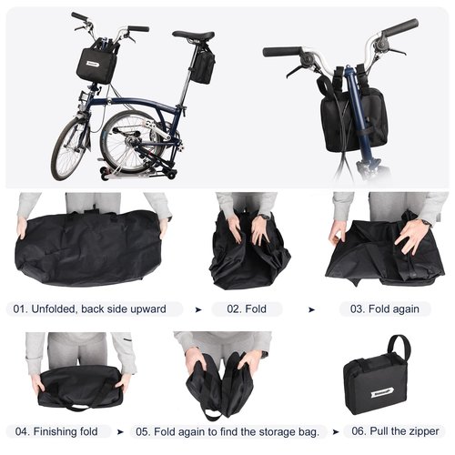 SUNELFFY Folding Bike Bag for 14-20inch Bicycle Carry Bike Bag for Brompton Travel Case Bike Transport Bag for Car Train Air Travel Portable, Black