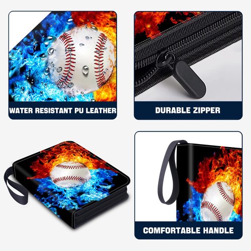 TsuiWah Baseball Card Binder with Sleeves,9-Pocket Trading Card Holder Card Collectors Album Hold Up to 900 Cards,Card Folder For Baseball Football Basketball Sport Trading Cards,TCG,MTG,PTG Games