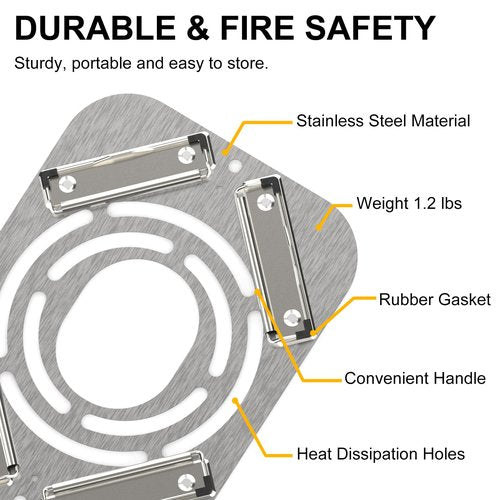 AYAMAYA DIY Hot Tent Stove Jack - Stainless Steel Clip-On Stove Jack with 2.8" Chimney Hole for Canvas Bell Yurt Tents, Hassle-free Fireproof Tent Protector for Winter Camping - 7.5" x 9.8"