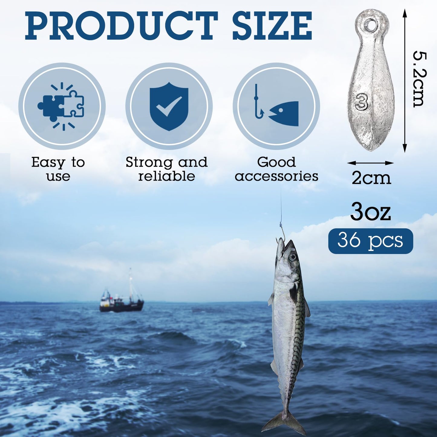 Glimin 36 Pcs Bank Sinkers Fishing Weights Sinkers Weights for Surf Ocean Saltwater Freshwater Surf Bass Catfishing Fishing Casting Gear Tackle(3 oz)