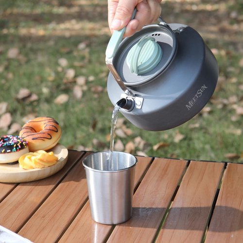 MEETSUN Portable Camping Pots and Pans Set,Aluminium Camping Cooking Set with Heat-Resistant Handles,Foldable Design,Quick-Clean Camping Cookware Set for Backpacking, Hiking,Survival,Emergency