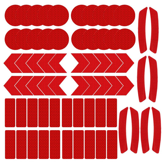 68Pcs Warning Reflective Stickers, Reflective Decals Waterproof Reflector Tapes, Night Visibility Adhesive Reflector Stickers for Motorcycle Bicycle Clothing Car Trunks Backpacks