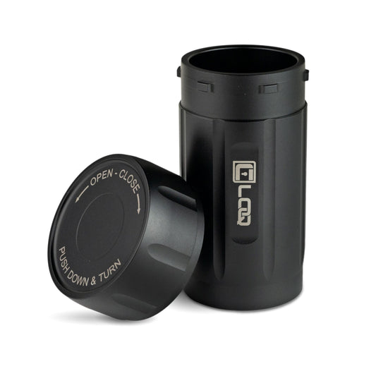 Corloq EDC120 Rugged Waterproof EDC Survival Bug Out Storage Container, Zytel, Black Body, Black Cap