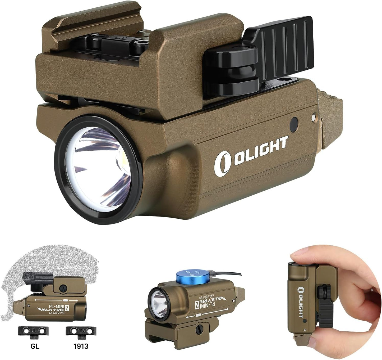 OLIGHT PL-Mini 2 Valkyrie 600 Lumens Magnetic USB Rechargeable Compact Hunting Gear with Adjustable Rail, High Performance CW LED Flashlight with Built-in Battery