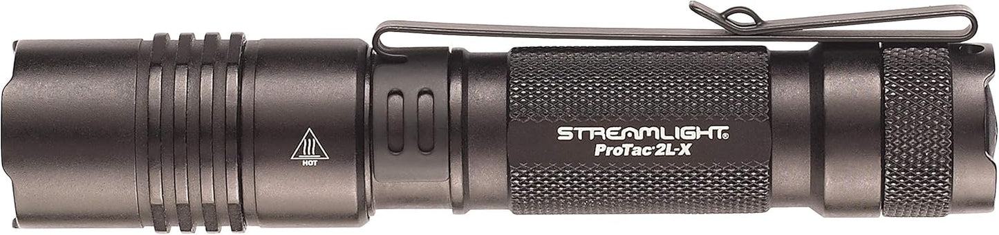 Streamlight 88082 ProTac 2L-X USB 500-Lumen 6800 Candela EDC High Performance Multi-Fuel Tactical Rechargeable Flashlight, Includes USB Cable, Holster, Clip, Retail Clear Packaging, Black