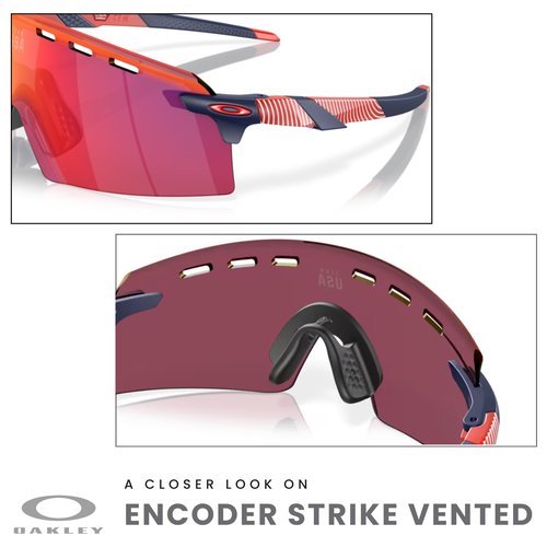 Oakley Encoder Strike Vented OO9235 923513 39MM Matte Navy/Prizm Road Shield Sunglasses for Men + BUNDLE Accessory Leash +BUNDLE ACCESSORY EYEWEAR Kit