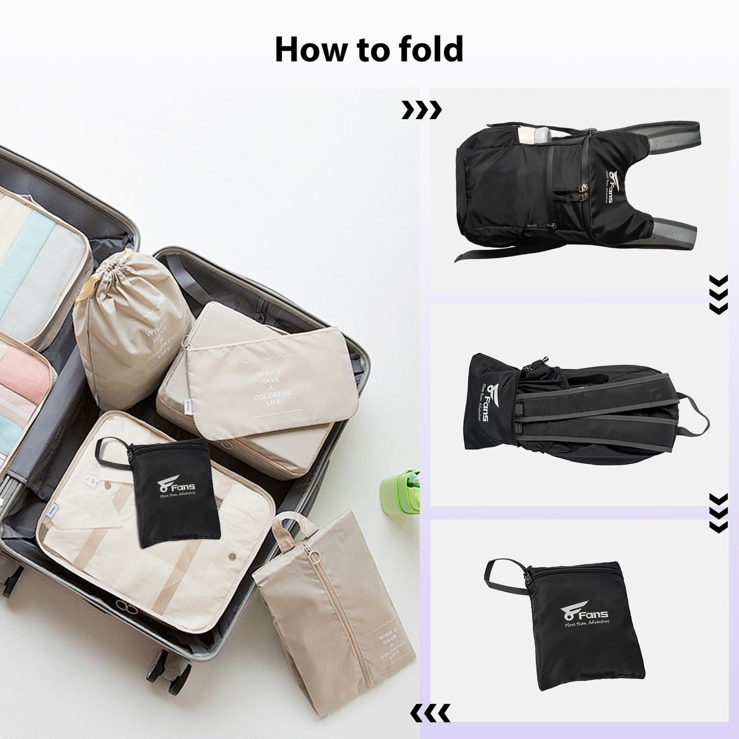 8 Fans 12L/20L Hiking Backpack, Waterproof Packable Travel Daypack-Lightweight Back Pack Outdoor Foldable Rucksack (12L)