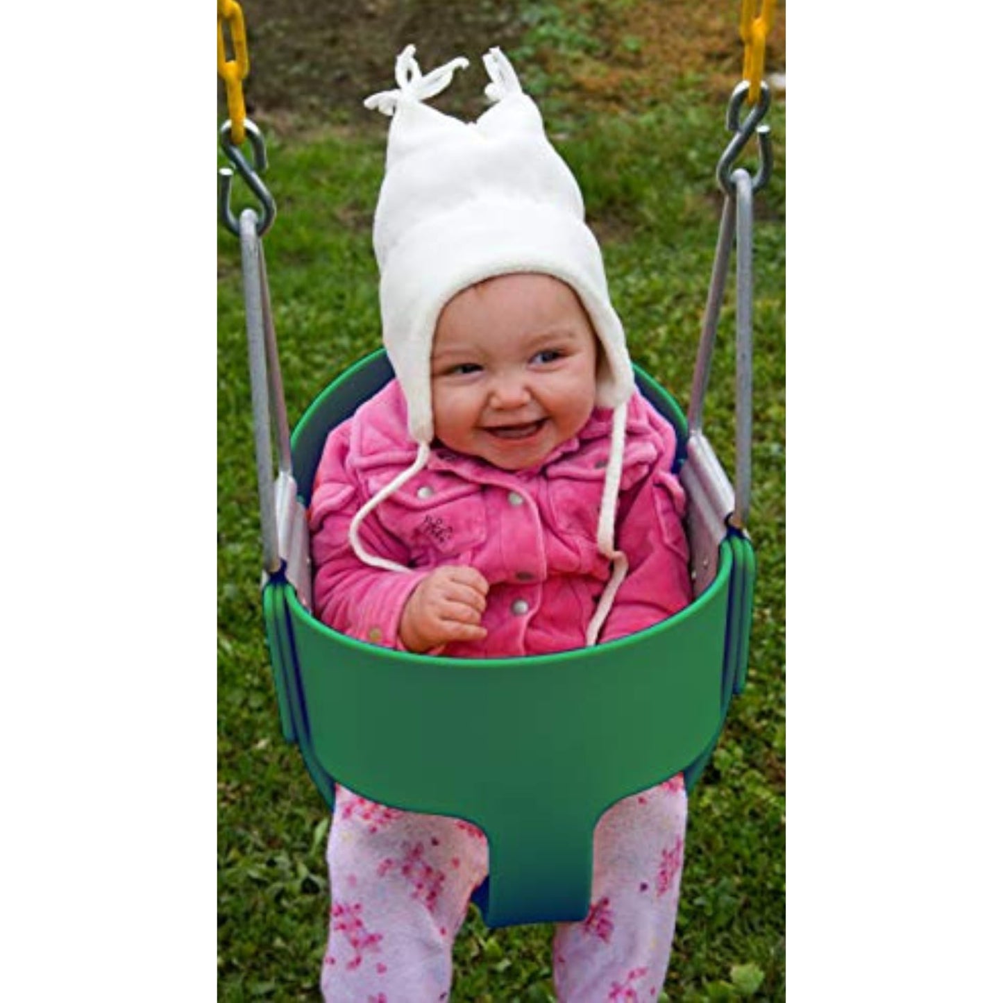 Eastern Jungle Gym Heavy-Duty High Back Full Bucket Toddler Swing Seat | Coated Swing Chains Fully Assembled | Green Swing Set Accessory