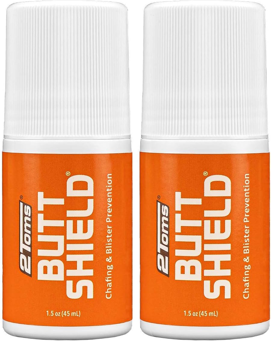 2Toms ButtShield, All Day Anti-Chafe and Blister Prevention, Waterproof and Sweatproof Protection from Saddle Sores, 1.5 Ounces, 2 Bottles