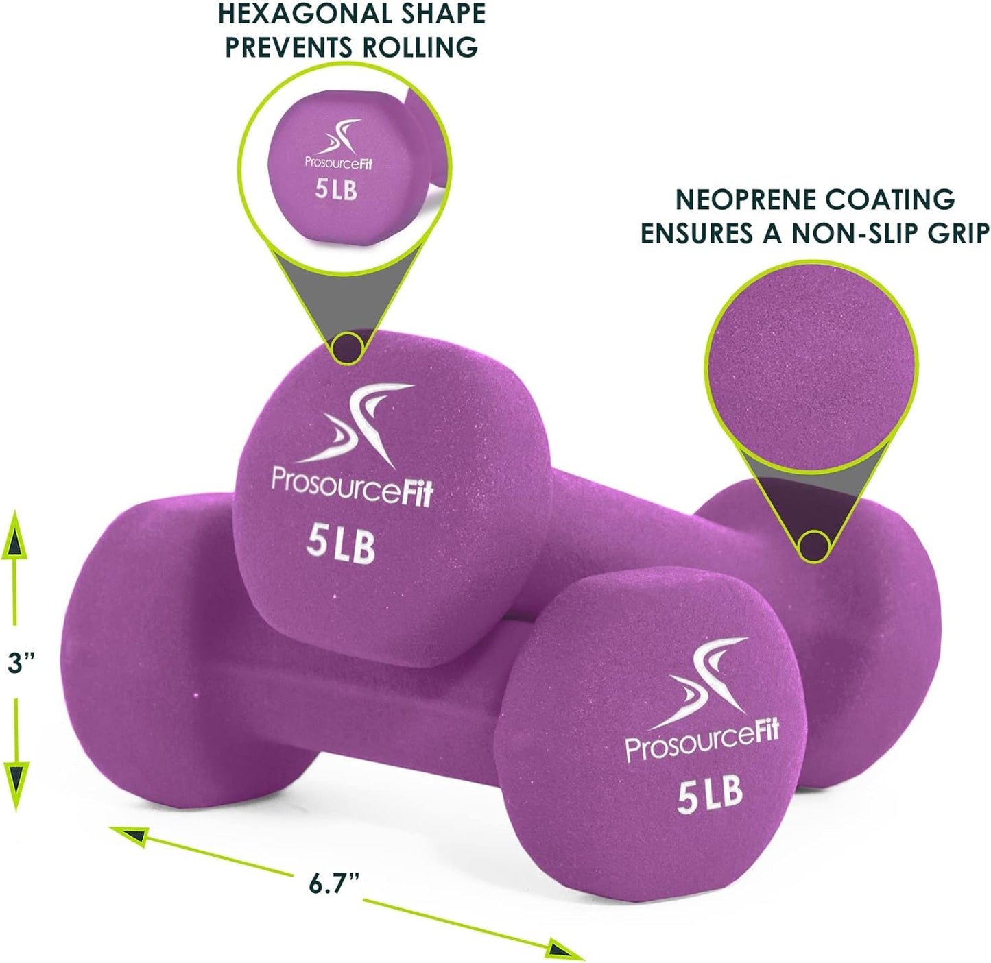 ProsourceFit Neoprene Dumbbell Coated for Non-Slip Grip, 10 lb