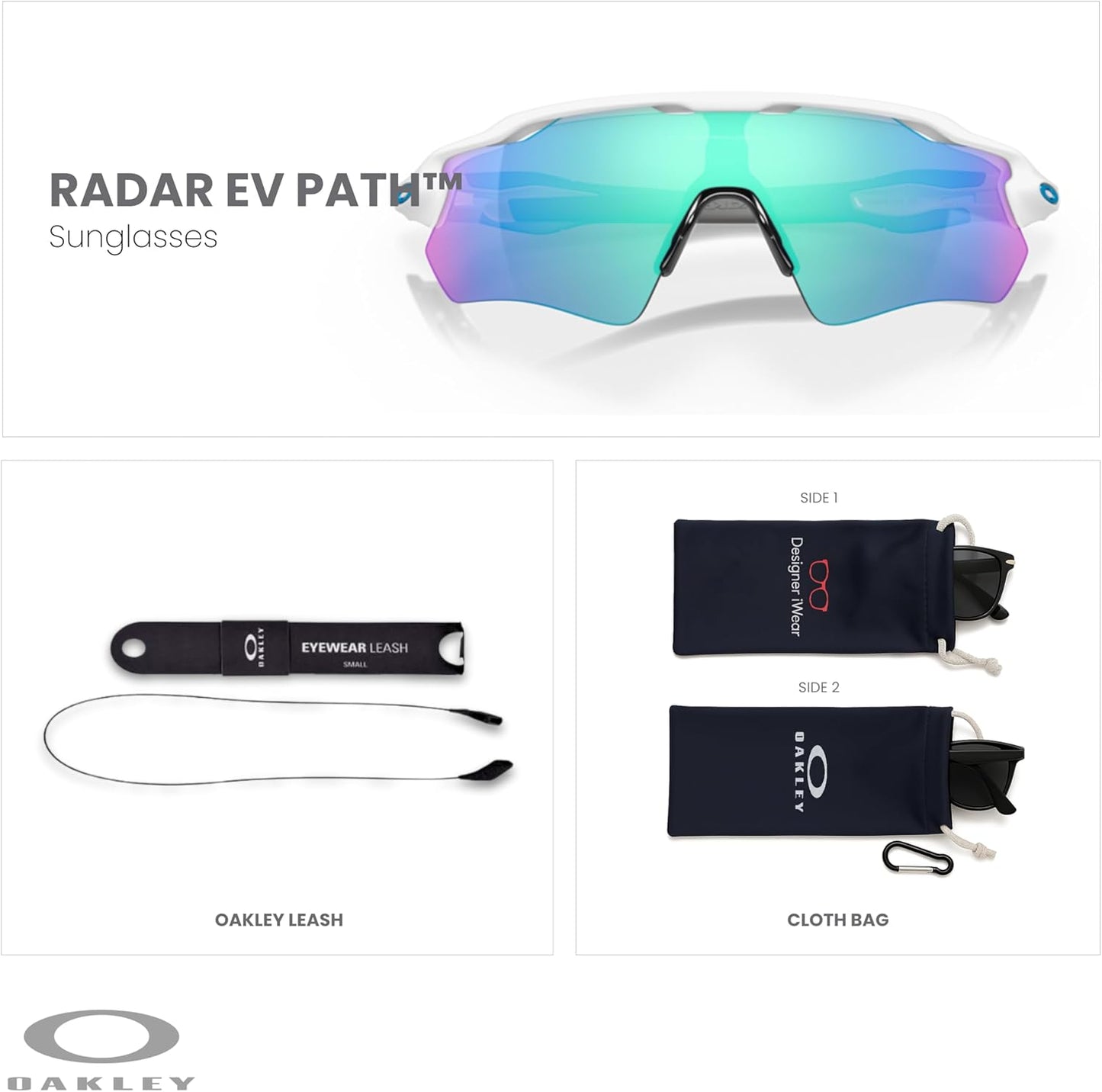 OAKLEY Radar EV Path OO9208 Sunglasses For Men+ Bundle Accessory Leash Kit, Microfiber Pouch