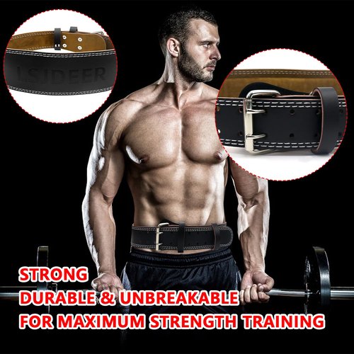 Leather Weight Lifting Belts for Men, Gym Belt for Weight Lifting, Lower Waist Back Support for Powerlifting Weightlifting Heavy Duty Workout Strength Training Bodybuilding Cross Training (M, Black)