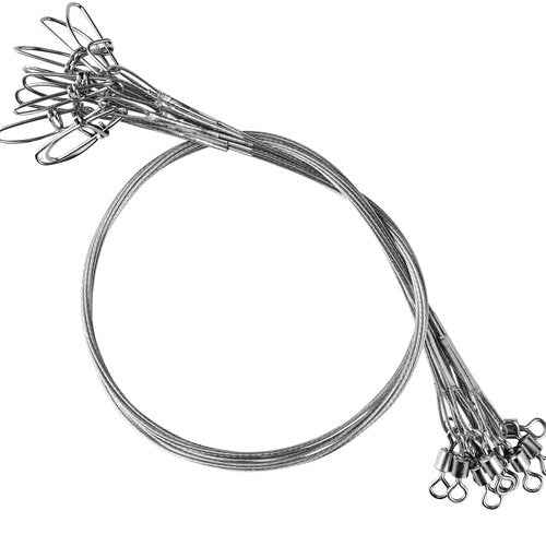 QISHUO Steel Swivel Fishing Leaders Freshwater Wire Stainless Fishing Leader Saltwater Fishing Rigs Wire Leaders Lures White Nickel, #4, 50lb, 11.8in, 30pcs