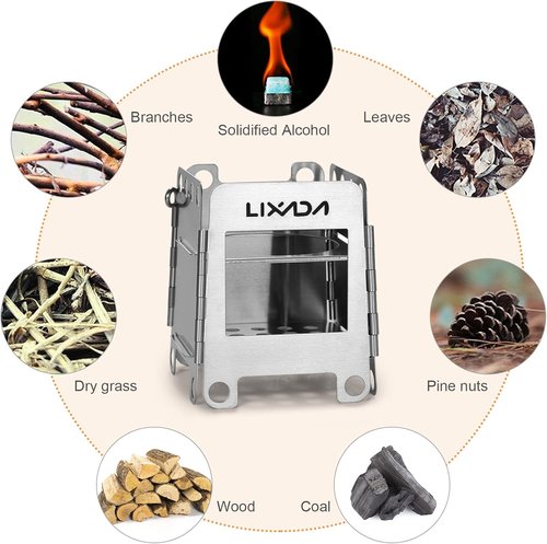 Lixada Camping Stove Wood Burning Stove Portable Stainless Steel Backpacking Stove for Picnic BBQ Camp Hiking
