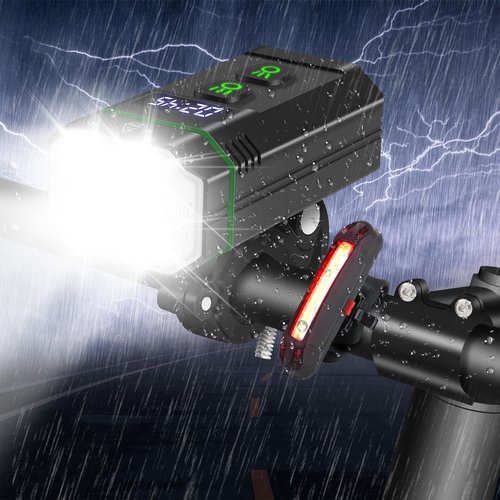 BORUIT L15 Bike Light 10 LED Bike Lights for Night Riding 5000mAh Super Bright Rechargeable Bicycle Light Front and Rear Aluminum Alloy IPX66 Waterproof Bike Light for Night Mountain Road Cycling