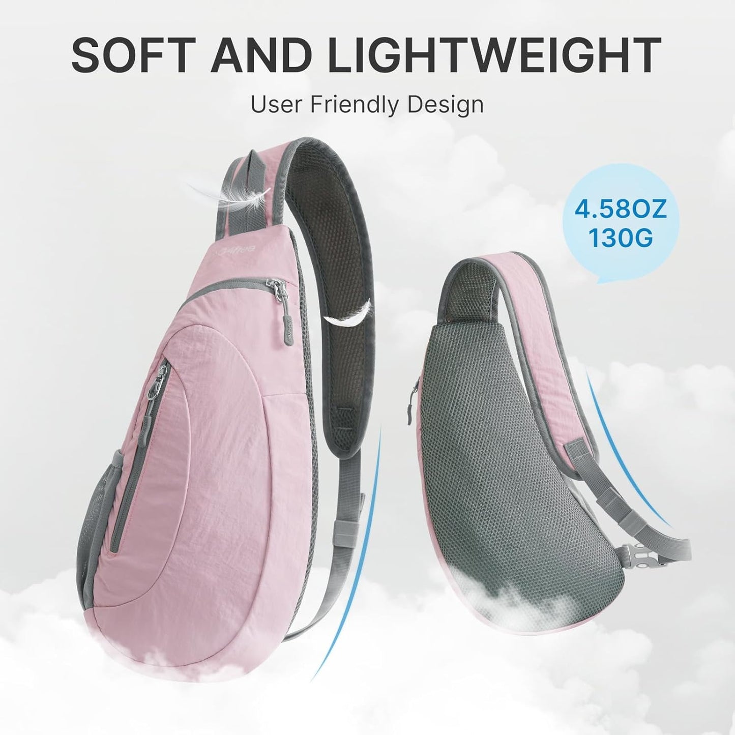 G4Free Sling Bag for Men Women, Small Crossbody Backpack Lightweight Chest Shoulder Bags for Travel, Outdoor and Sports (Black)