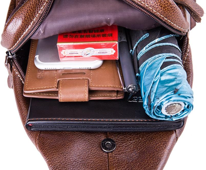 Chrysansmile Sling Bag for Men Black Crossbody Bags for Women Genuine Leather Cross Body Bag Mini Backpack for Travel Outdoor