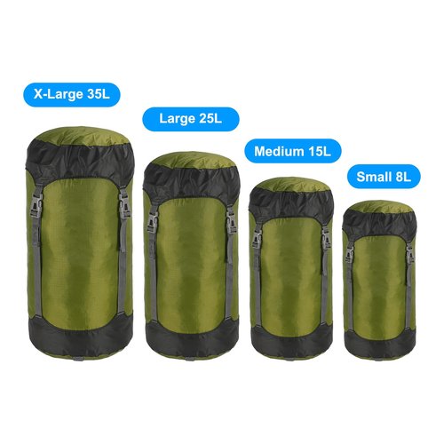 PATIKIL Compression Stuff Sack, 8L S Size Waterproof Sleeping Bag Storage Sack Portable Compression Bag for Backpacking Camping, Dark Green