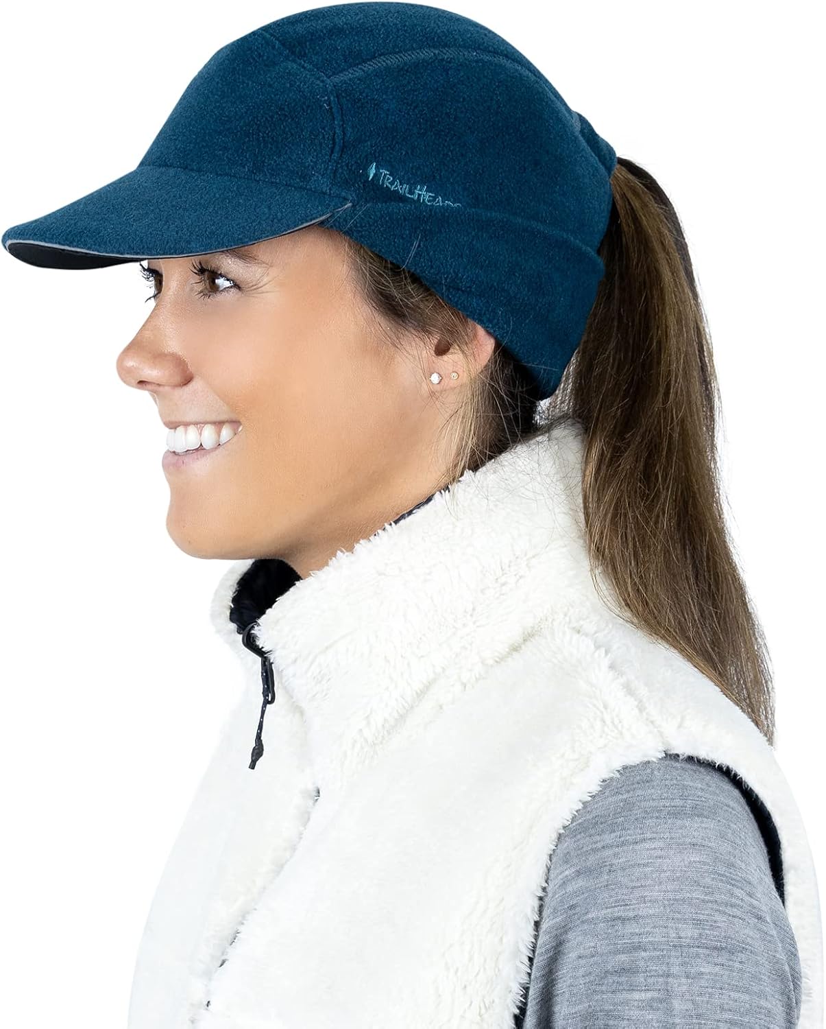 TrailHeads Fleece Ponytail Hat for Women – Trailblazer Reflective Winter Hat with Ponytail Hole for Workouts