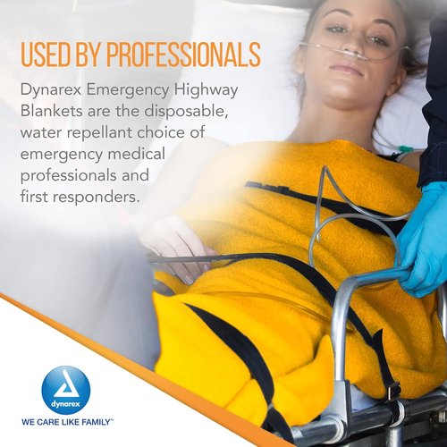 Dynarex Emergency Highway Blanket - Premium, Disposable and Water Repellent, Provides Full Coverage, Highly Visible for Safety, Yellow, 54” x 80”- 1 Case of 25 Emergency Highway Blankets