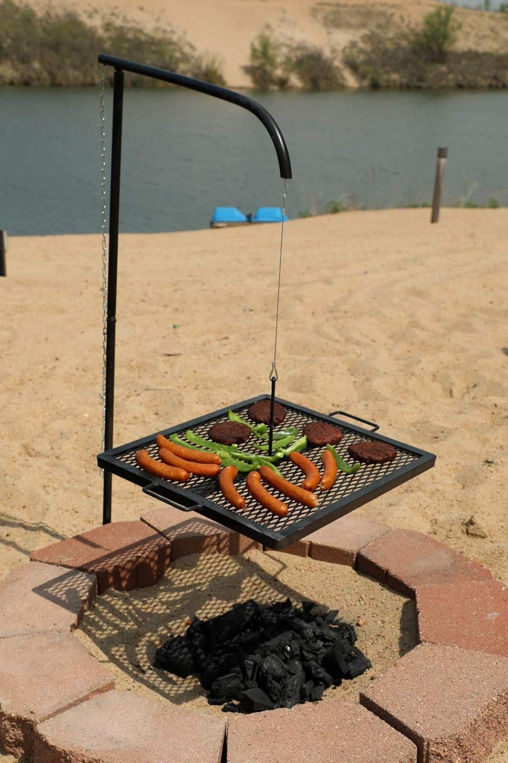 GameMaker Open Fire Cooking Grill – Portable Campfire Grill for Open Flame Cooking, Firepits, Outdoor Fire Rings & Camping – Heavy-Duty, Easy Setup & Adjustable Height