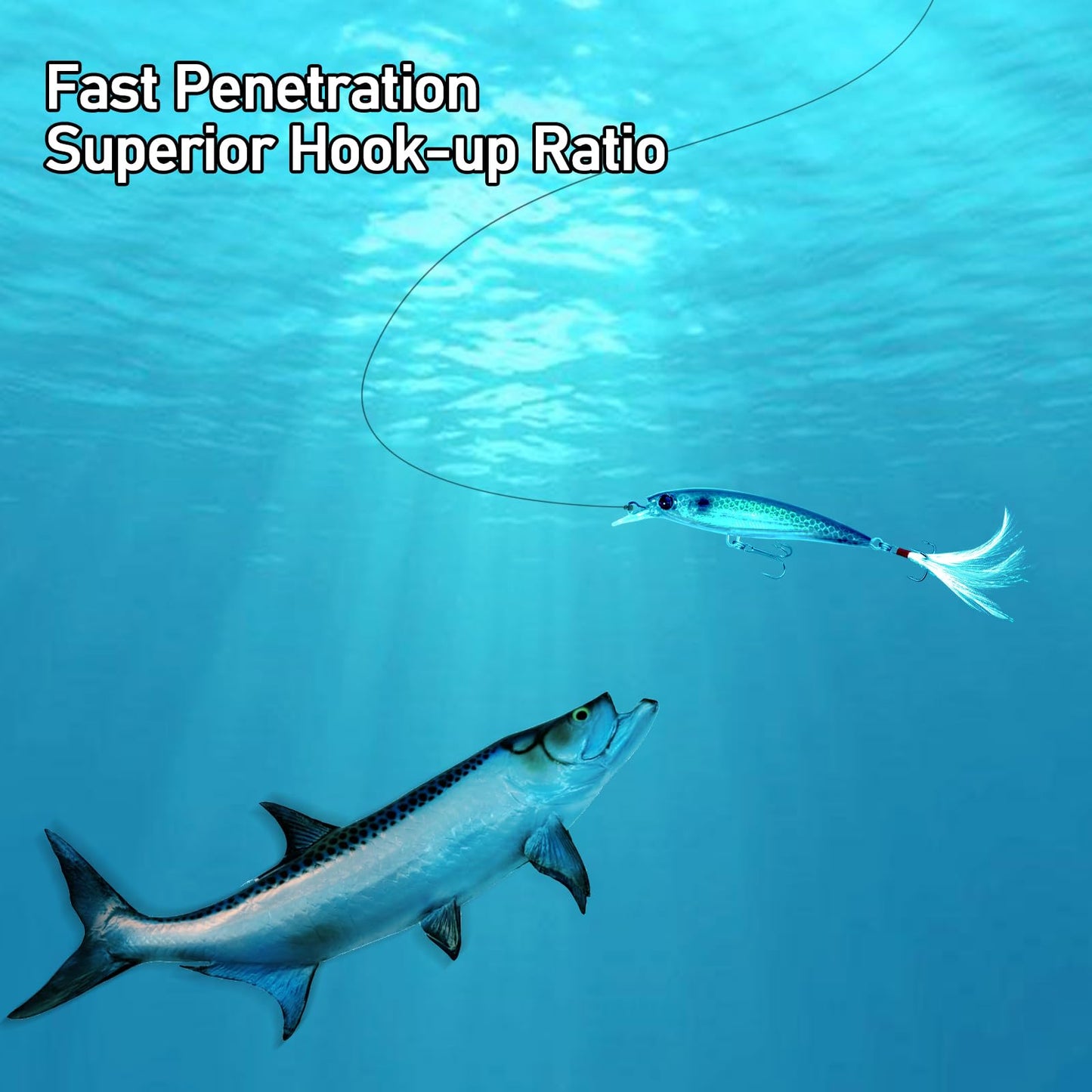 Dr.Fish 30 Pack 4X O'Shaughnessy Treble Hooks in-line Triple Hooks Saltwater & Frshwater Replacement Catfish Bass Striper #4