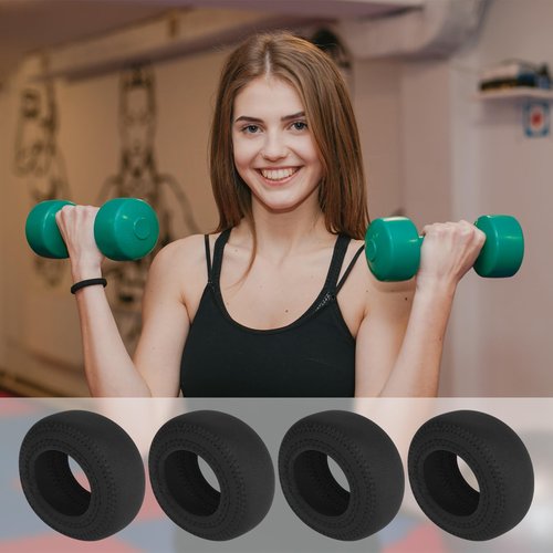 Cosmos 4 Pcs Neoprene Dumbbell Head Ends Protector Cover Wrap - Hand Weight Stretchy Ends Cover Barbell Wrap Sleeve Compatible with DOHL Neoprene Coated Dumbbell 7-15 LBS